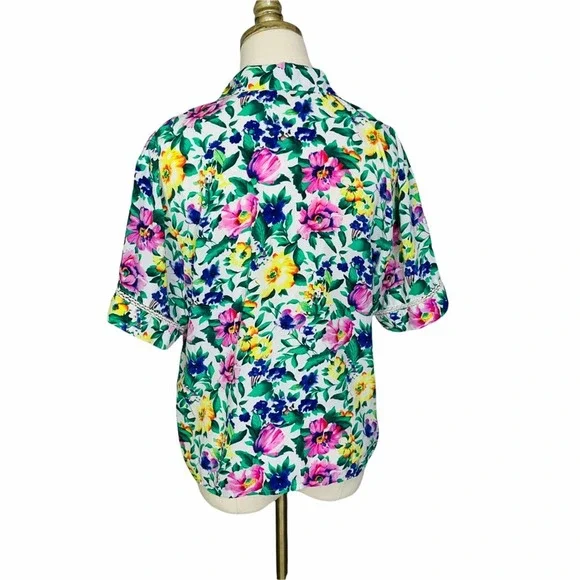 Vintage VS Victoria's Secret Gold Label Floral Sleep Top SMALL 2623 - Picture 6 of 7